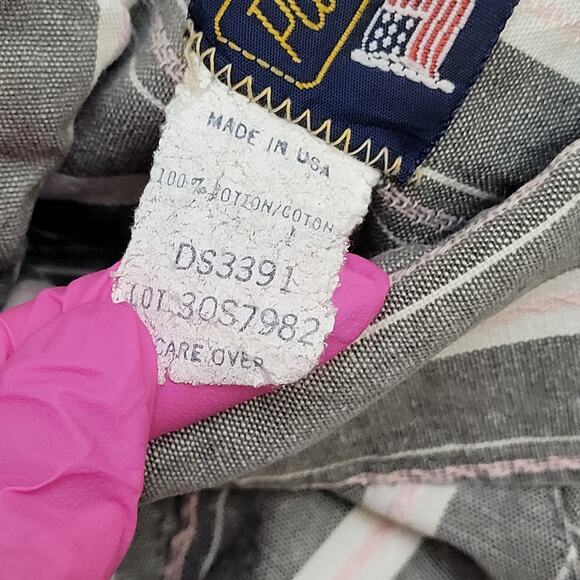 Vintage 90s Panhandle Slim Stripes Shirt M/L 22x30 Gray Pink - Picture 6 of 12